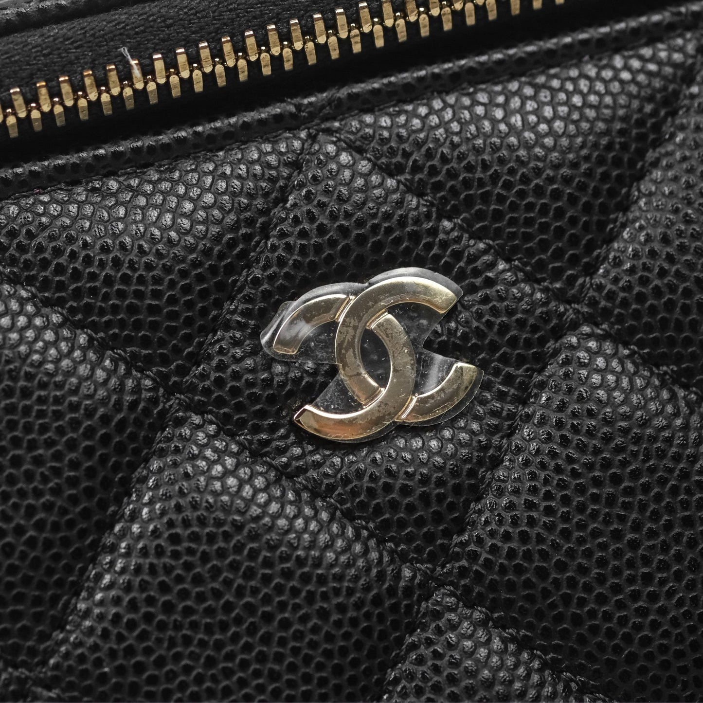 Chanel Vanity Rectangular With Chain Black Caviar Gold Hardware