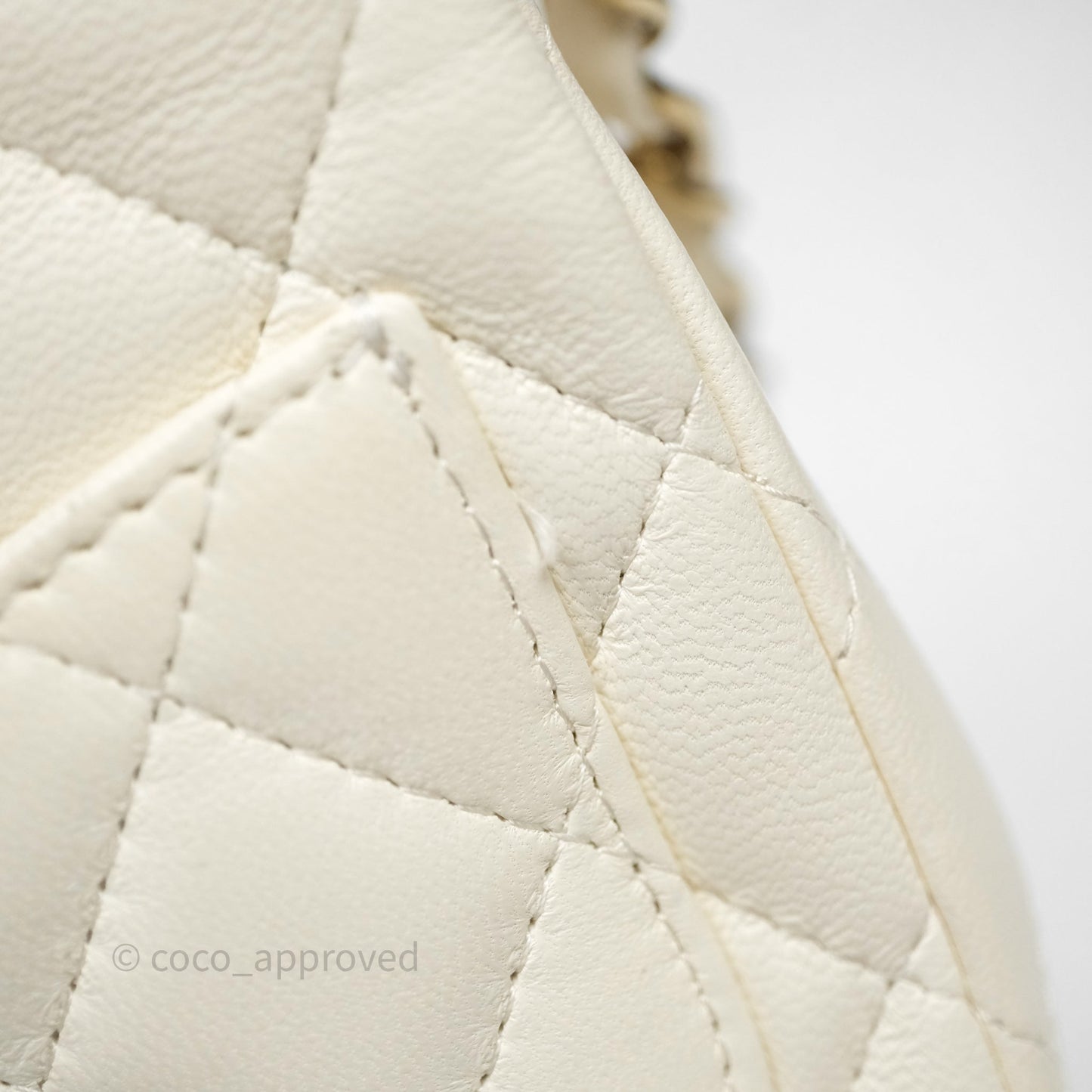 Chanel Quilted Mini Square White Lambskin Gold Hardware