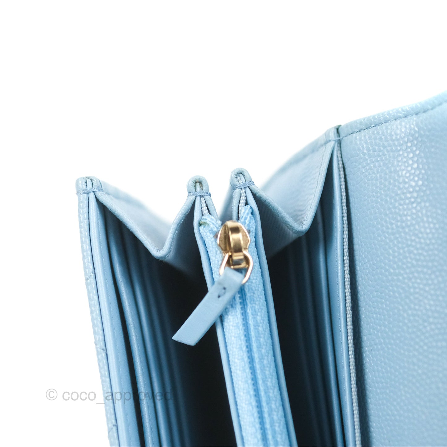 Chanel Long Flap Wallet Blue Caviar Gold Hardware