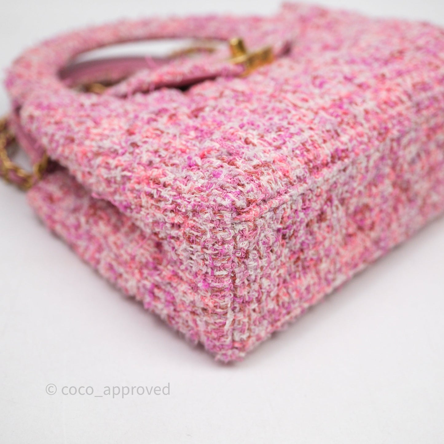 Chanel Kelly Bag Pink Tweed Aged Gold Hardware