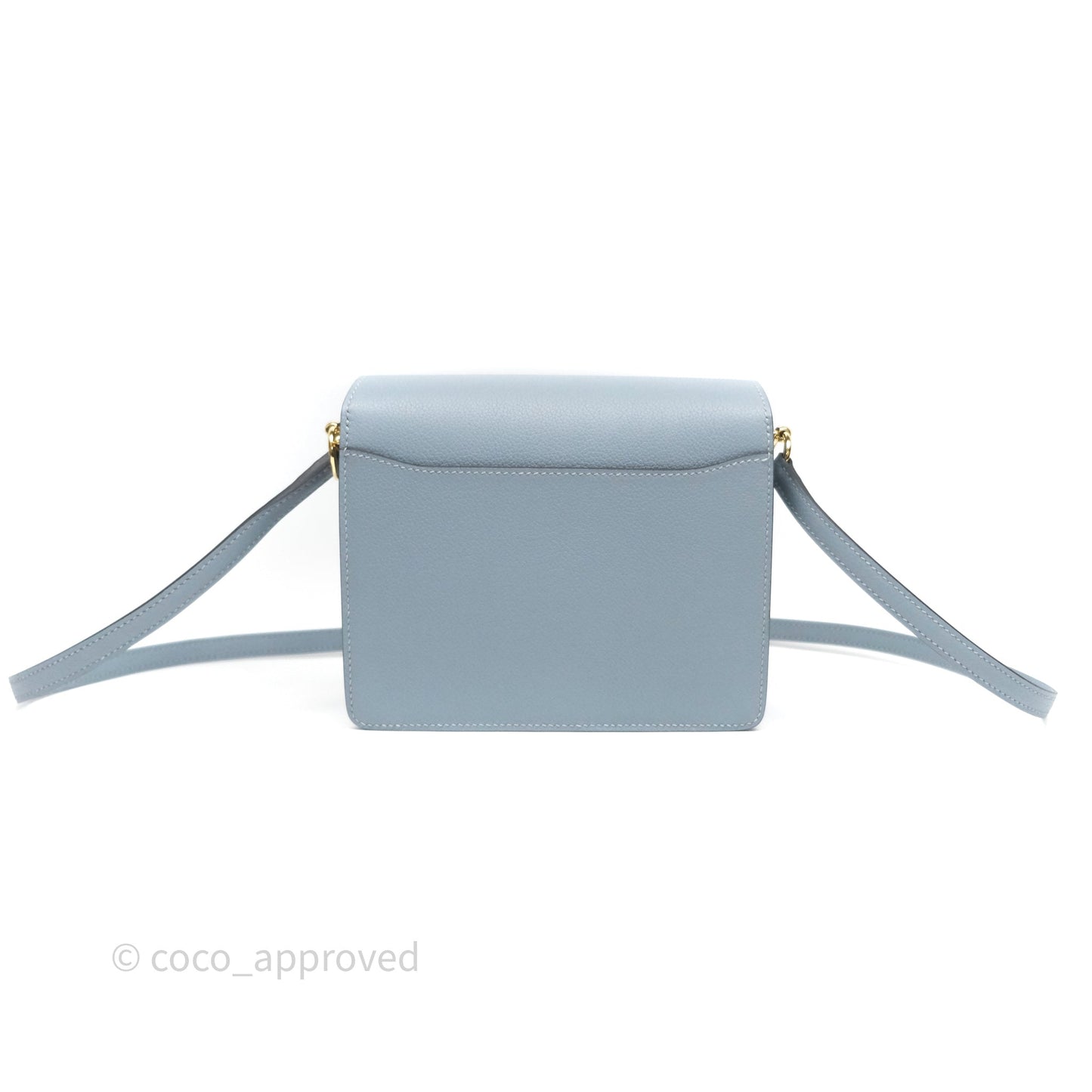 Hermès Roulis Mini 18 Bleu Lin J7 Evercolour Gold Hardware
