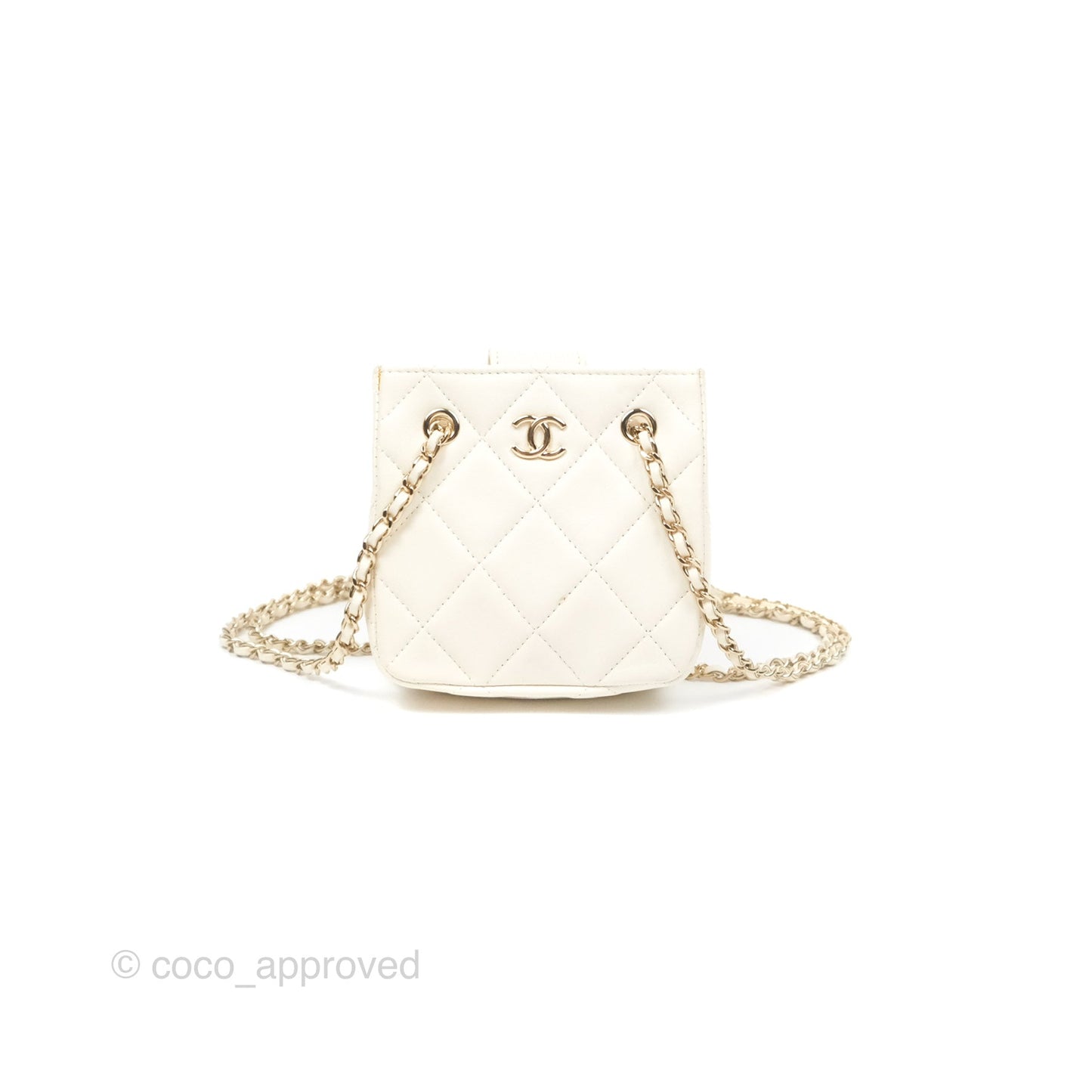 Chanel Mini Square Clutch with Chain Ivory Lambskin Gold Hardware 22C