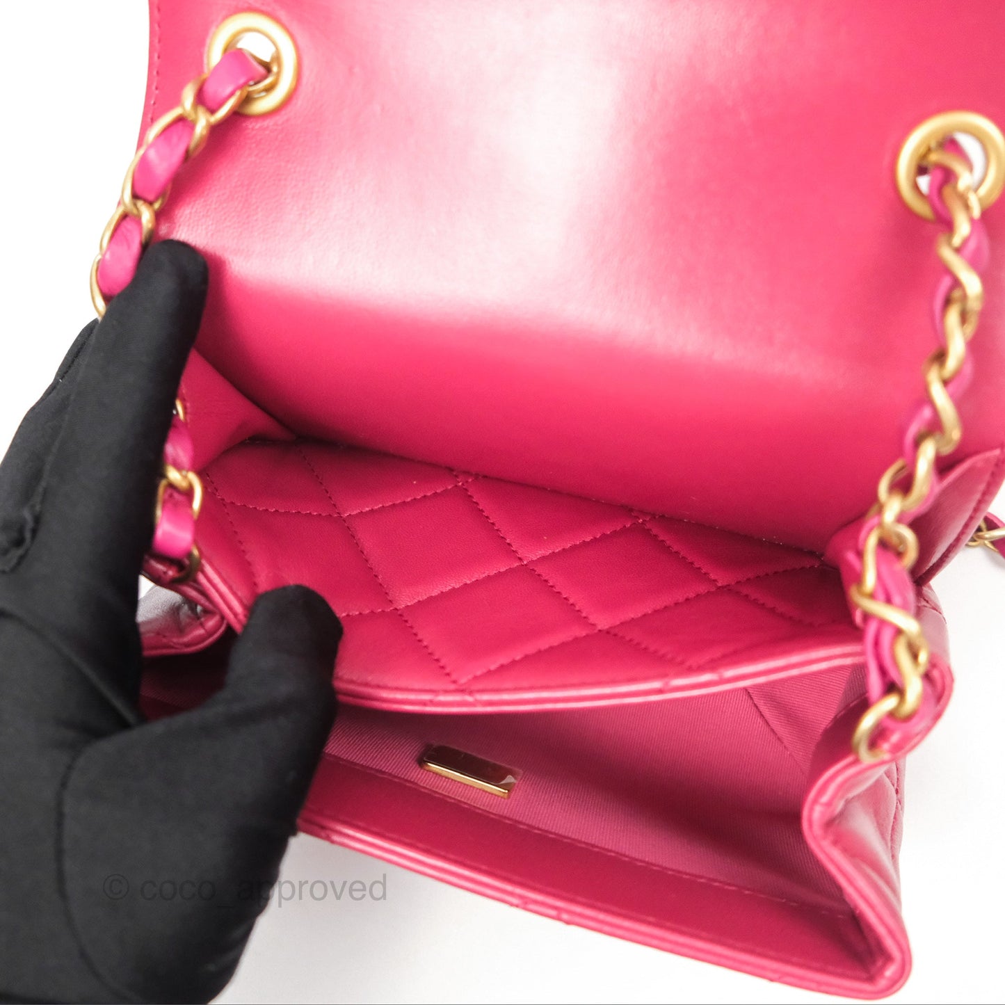 Chanel Diamond Lock CC Flap Bag Pink Lambskin Gold Hardware
