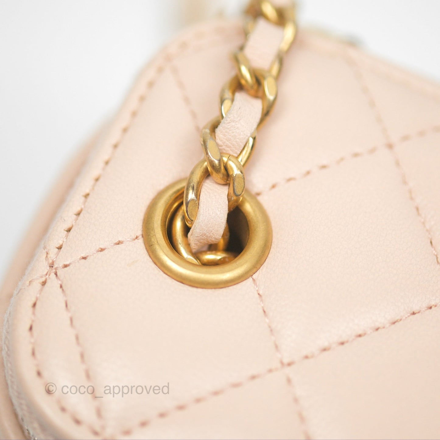 Chanel Classic Mini Pearl Crush Vanity With Chain Light Pink Lambskin Aged Gold Hardware