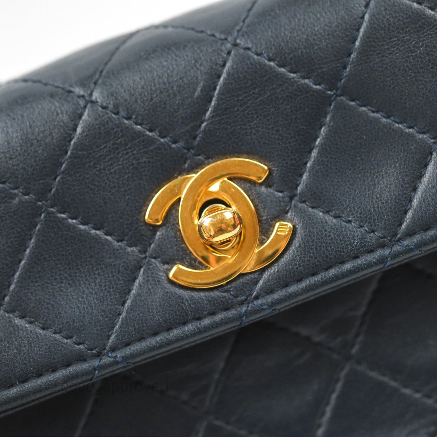 Chanel Mini Dark Navy Lambskin Flap Shoulder Bag 24K Gold Hardware