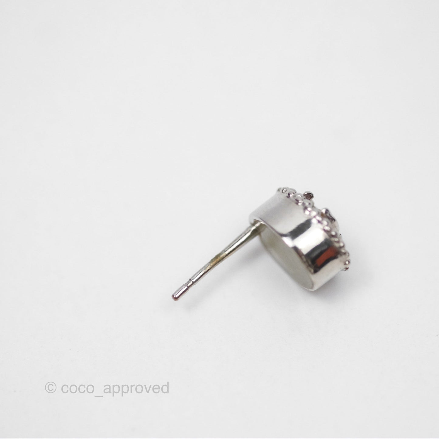 Chanel CC Round Earrings Silver Tone 19P