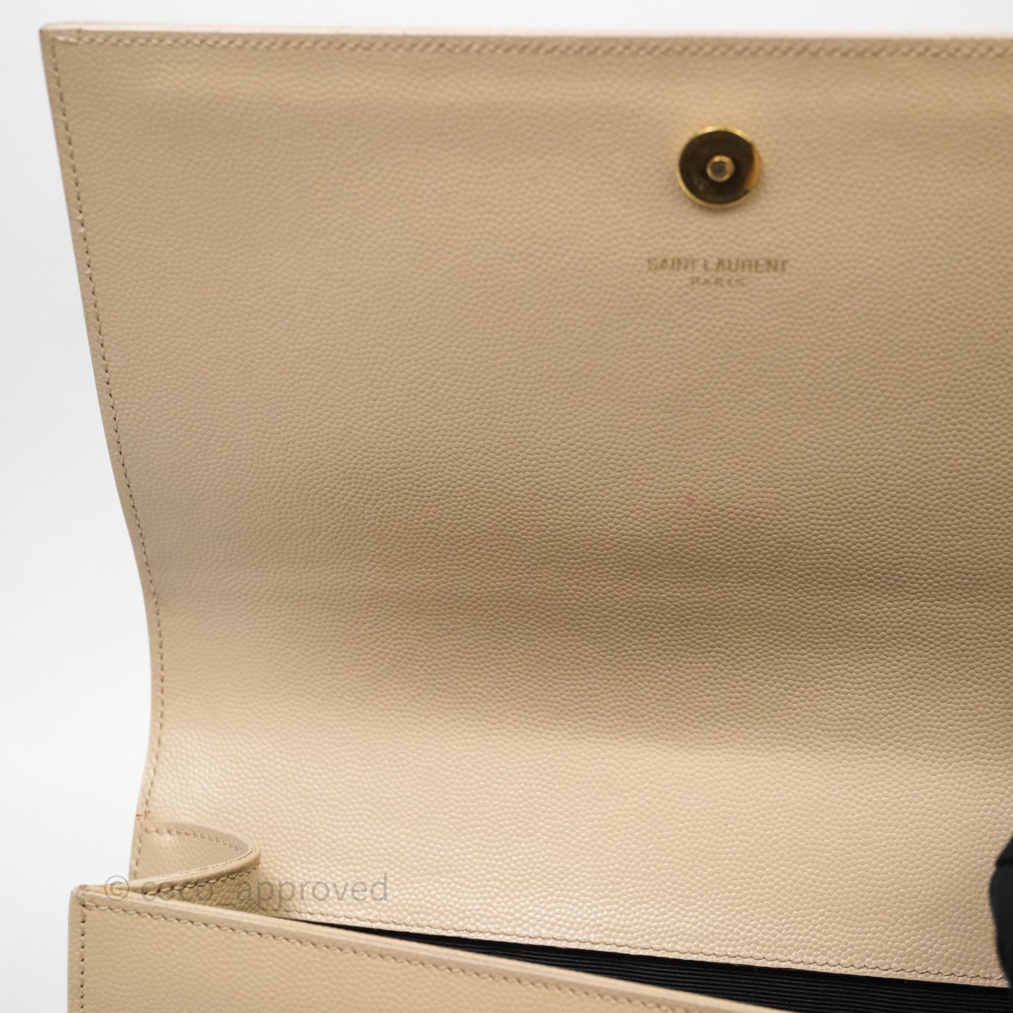 Saint Laurent Kate Clutch Monogram Beige Grain De Poudre Gold Hardware