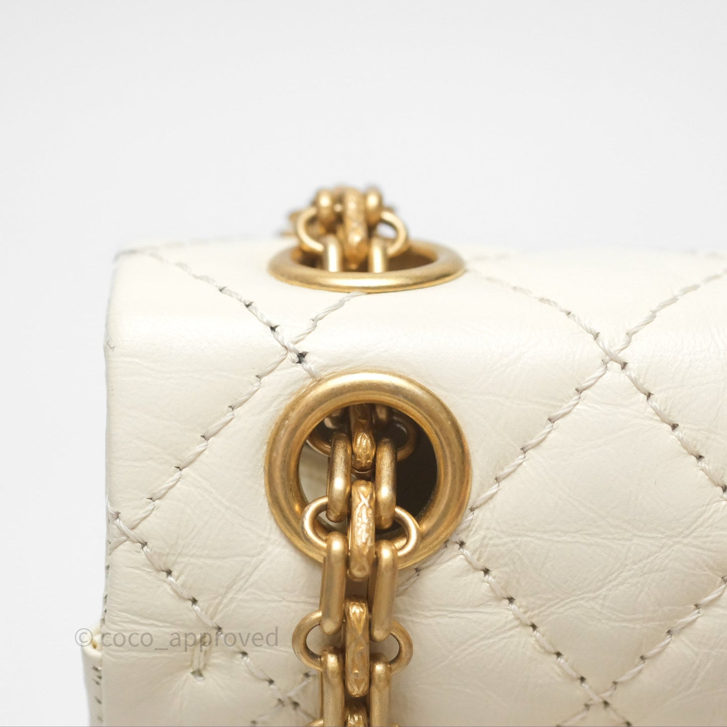 Chanel Mini Reissue 224 White Ivory Aged Calfskin Aged Gold Hardware