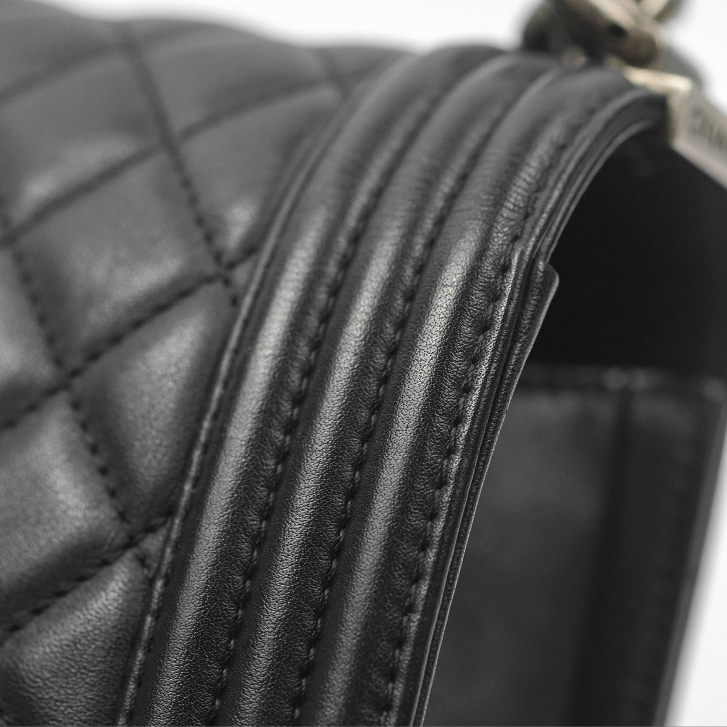 Chanel Quilted New Medium Boy Black Lambskin Ruthenium Hardware