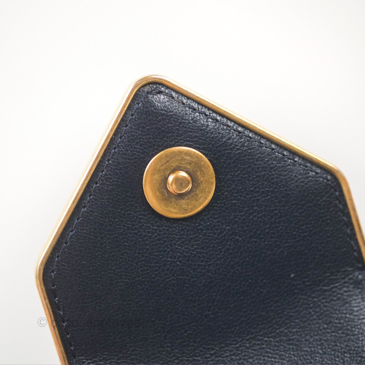 Chanel Mini Collar and Tie Flap Bag Chevron Navy Sheepskin Aged Gold Hardware