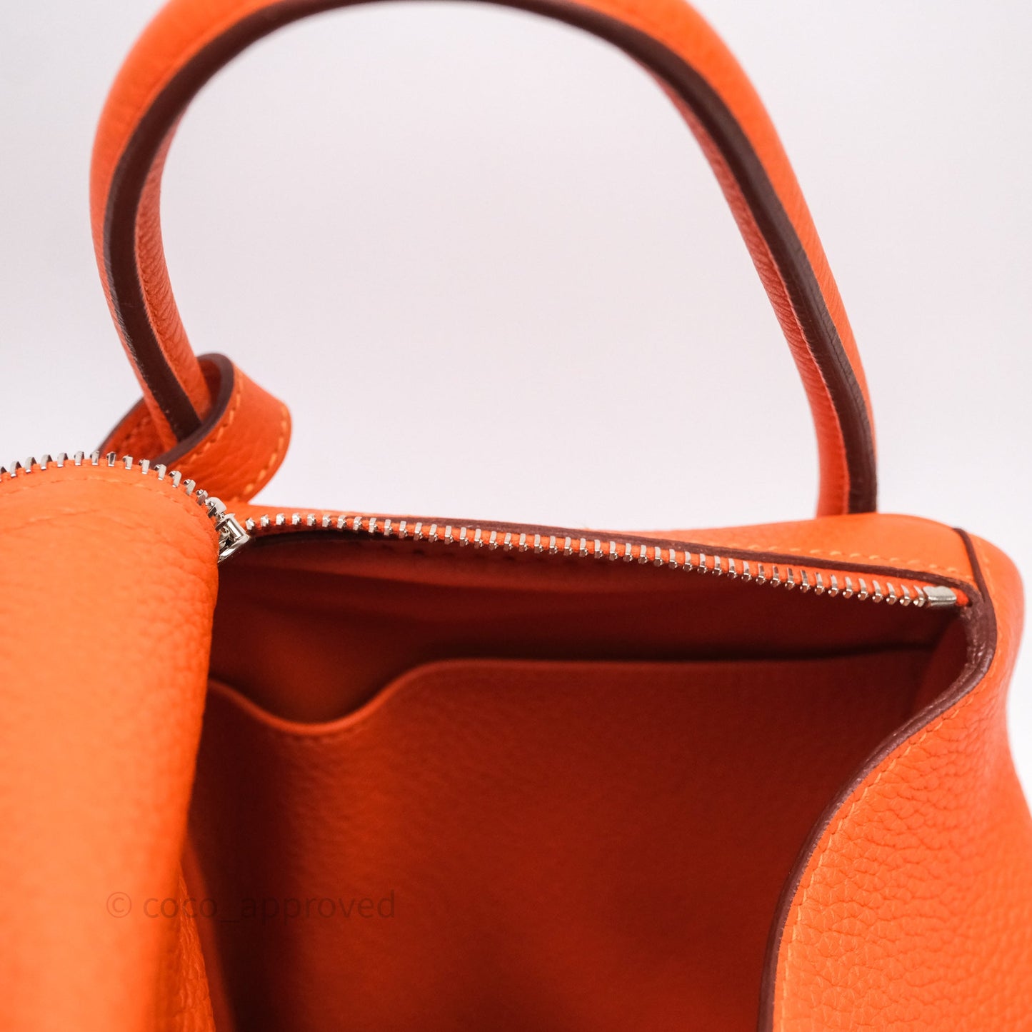 Hermès Lindy 30 Orange 93 Clemence Palladium Hardware