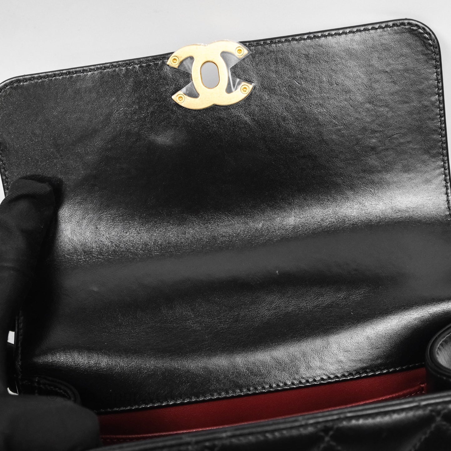 Chanel Mini Perfect Fit Adjustable Chain Black Calfskin Aged Gold Hardware