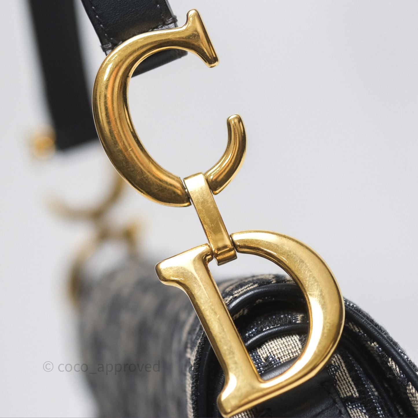 Christian Dior Saddle Bag Blue Oblique Jacquard Gold Hardware