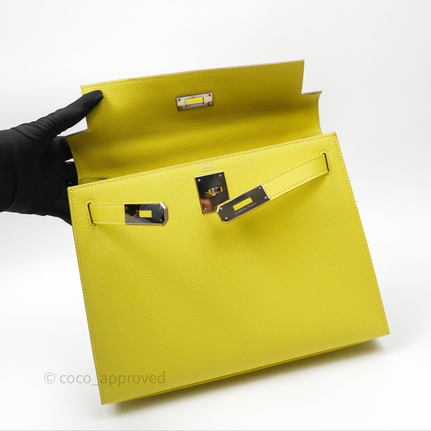 Hermès Kelly 28 Lime 9R Epsom Palladium Hardware