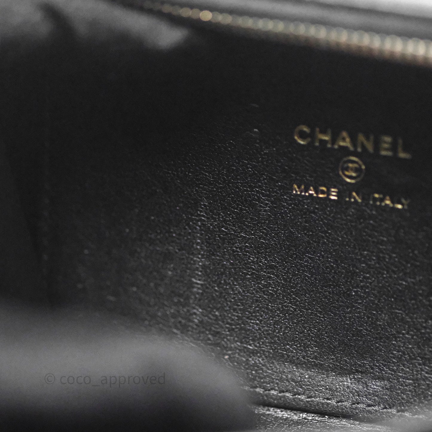 Chanel Top Handle Vanity Case Black Lambskin Aged Gold Hardware 22A