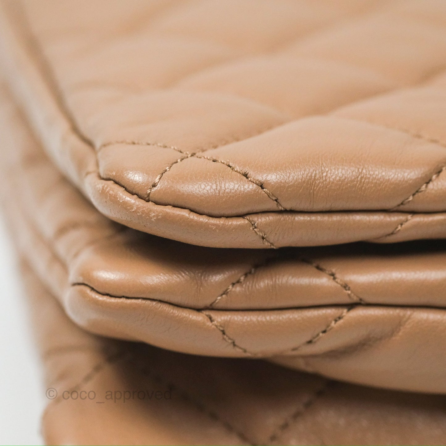 Chanel Small All Slide Adjustable Chain Flap Bag Beige Lambskin Aged Gold Hardware