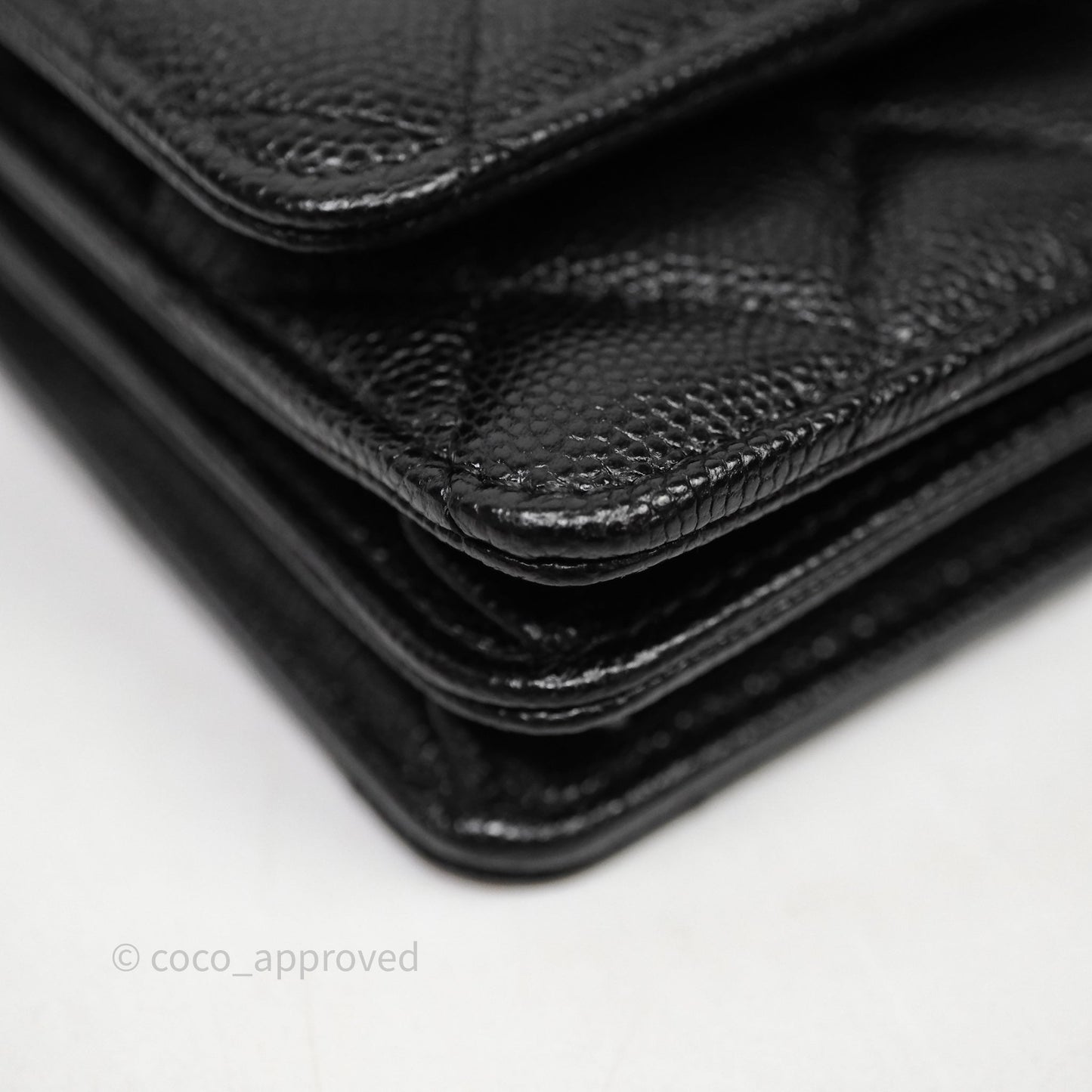 Chanel Quilted Mini Wallet on Chain WOC Black Caviar Gold Hardware