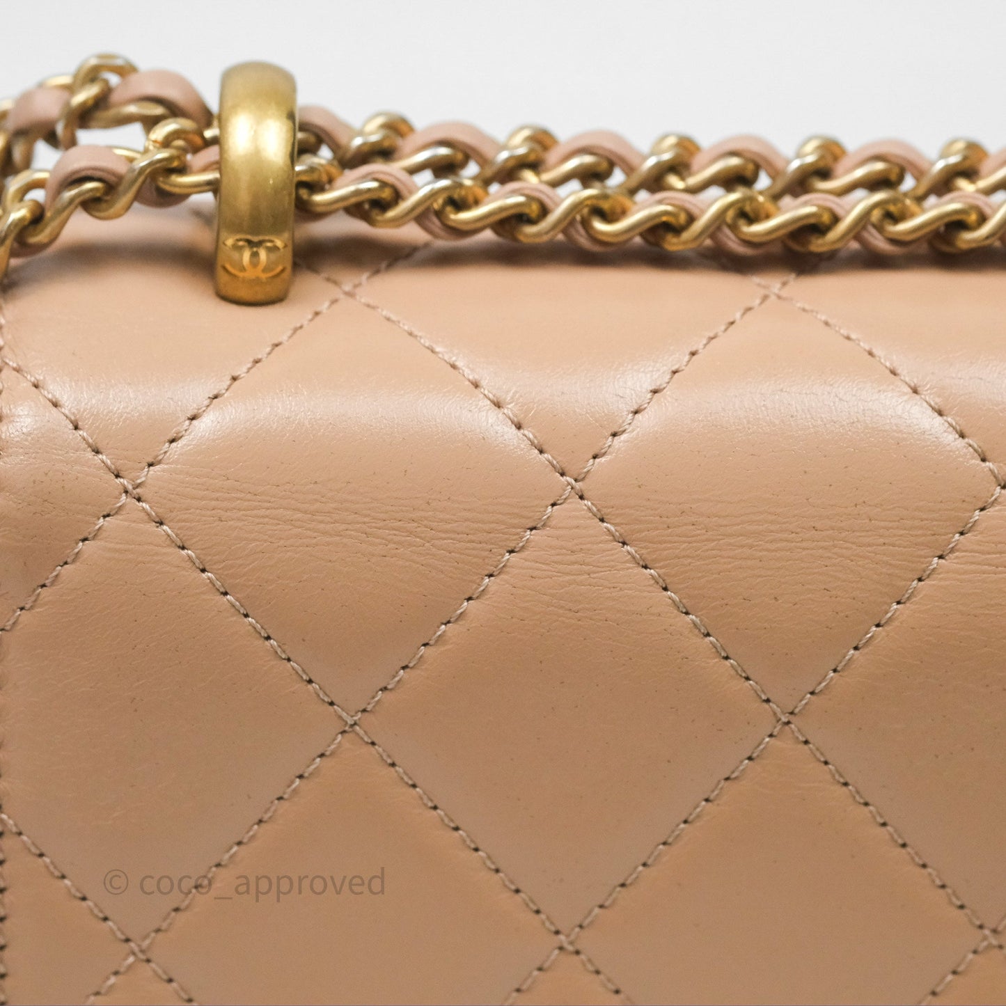 Chanel Quilted Mini Perfect Fit Adjustable Beige Calfskin Gold Hardware