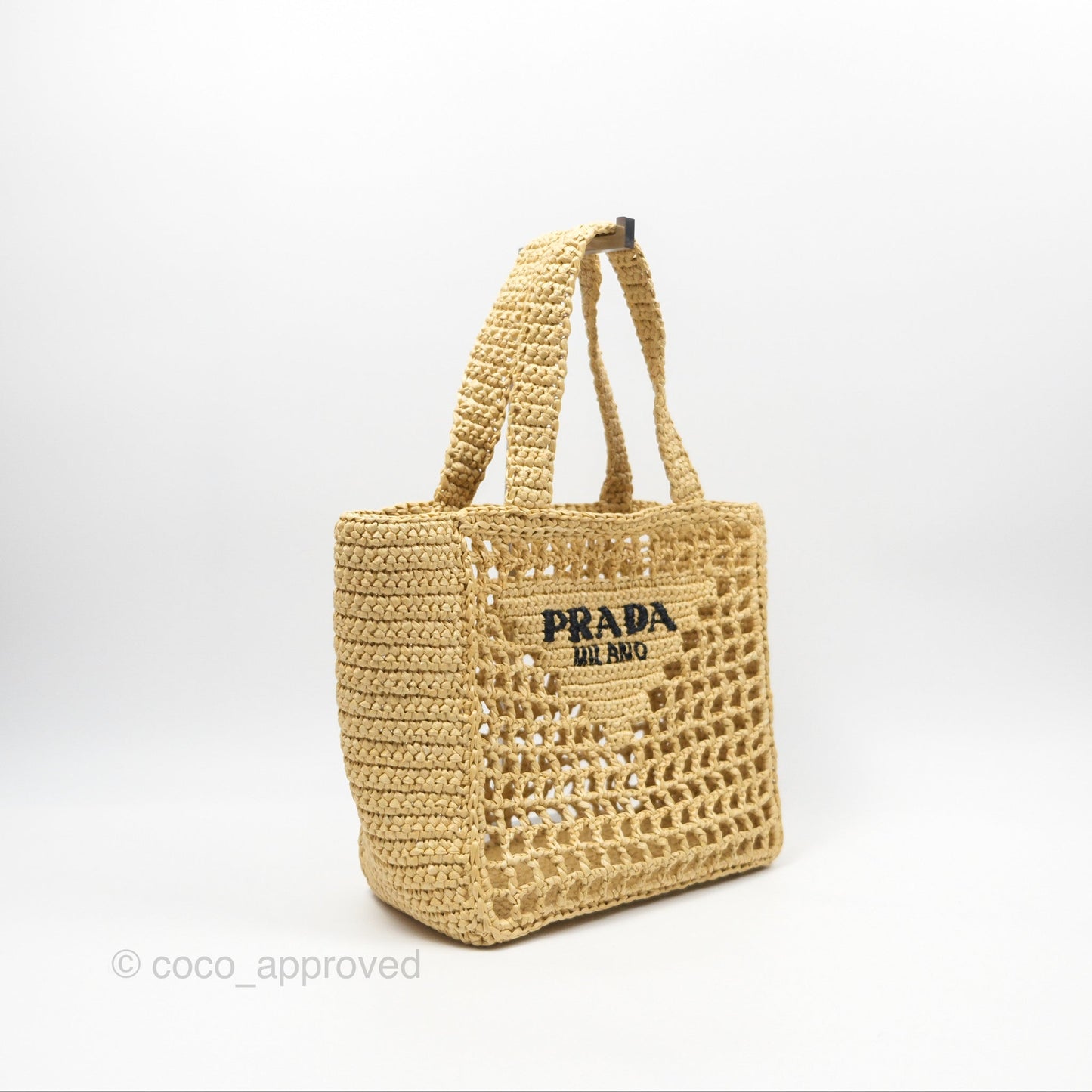 Prada Small Raffia Shopping Tote Bag