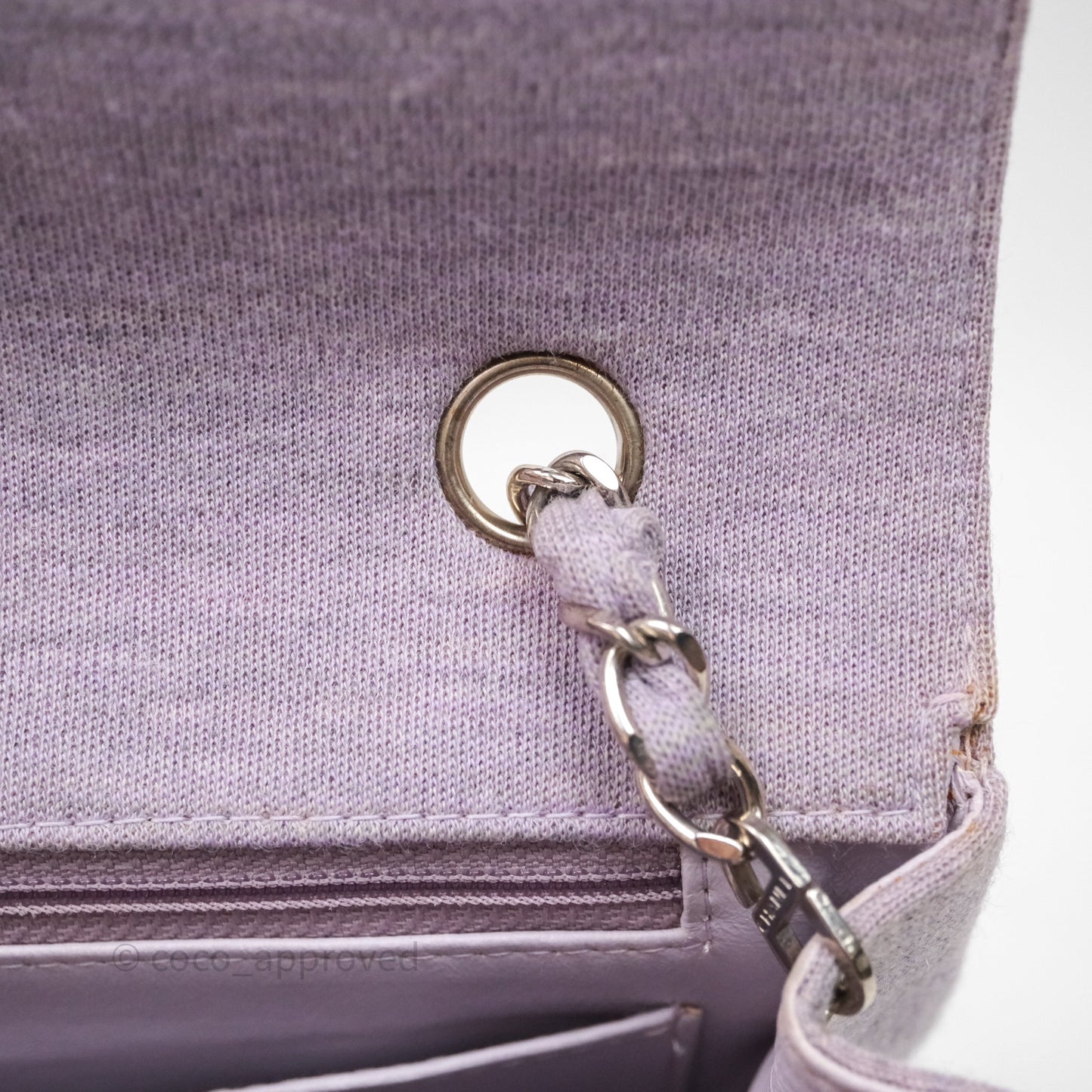 Chanel Medium Single Jersey Flap Bag Purple Silver Hardware