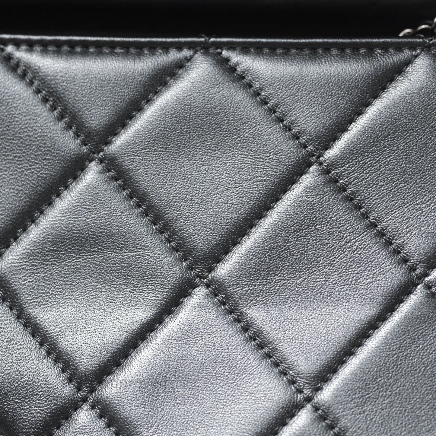 Chanel Clutch with Chain Metallic Dark Grey Silver Hardware