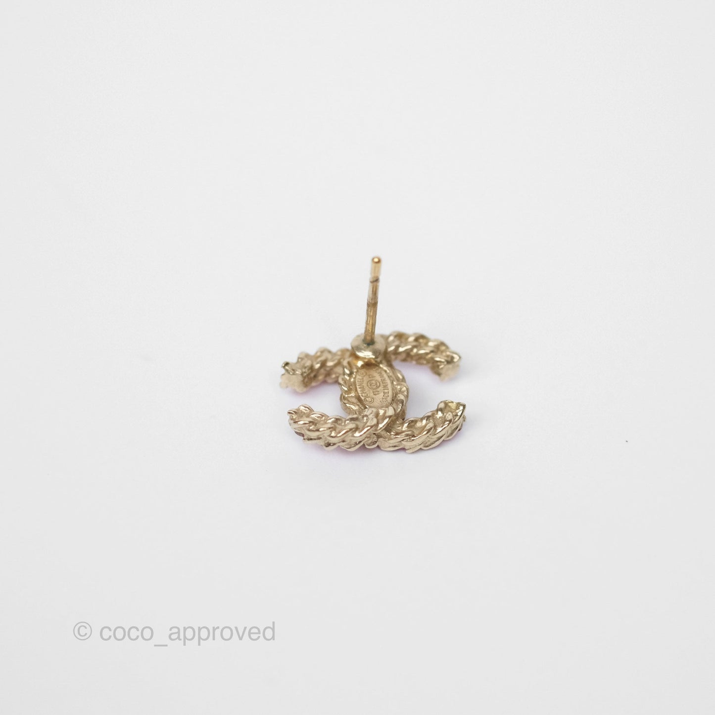 Chanel Crystal CC Earrings Gold Tone 17P