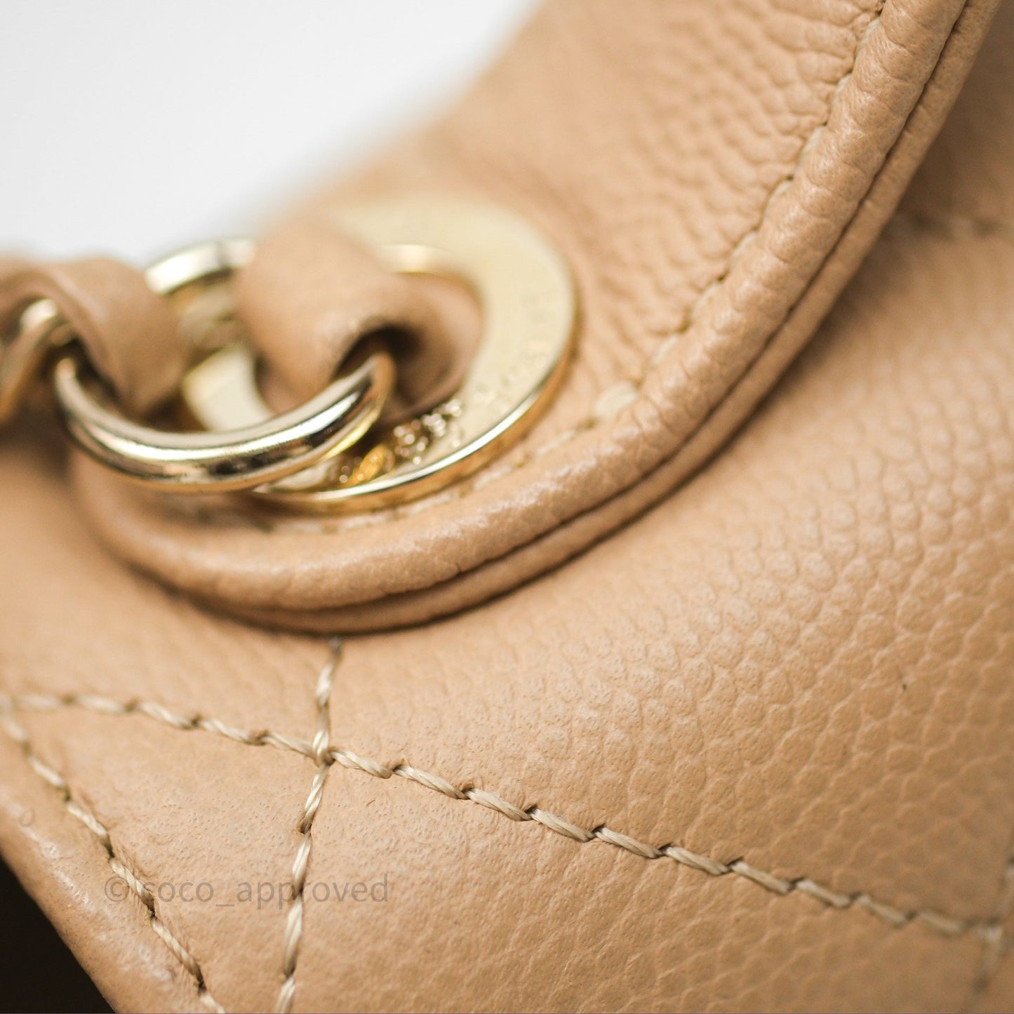 Chanel Quilted Small Business Affinity Flap Beige Caviar Gold Hardware