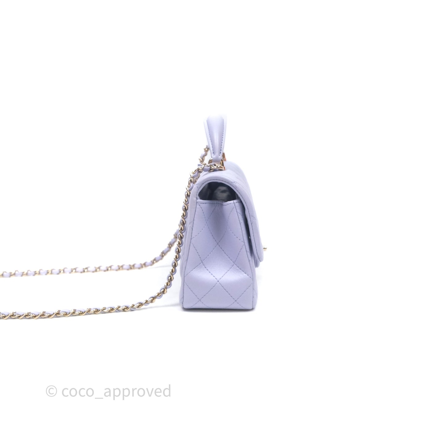 Chanel Top Handle Mini Rectangular Flap Bag Lilac Lambskin Gold Hardware