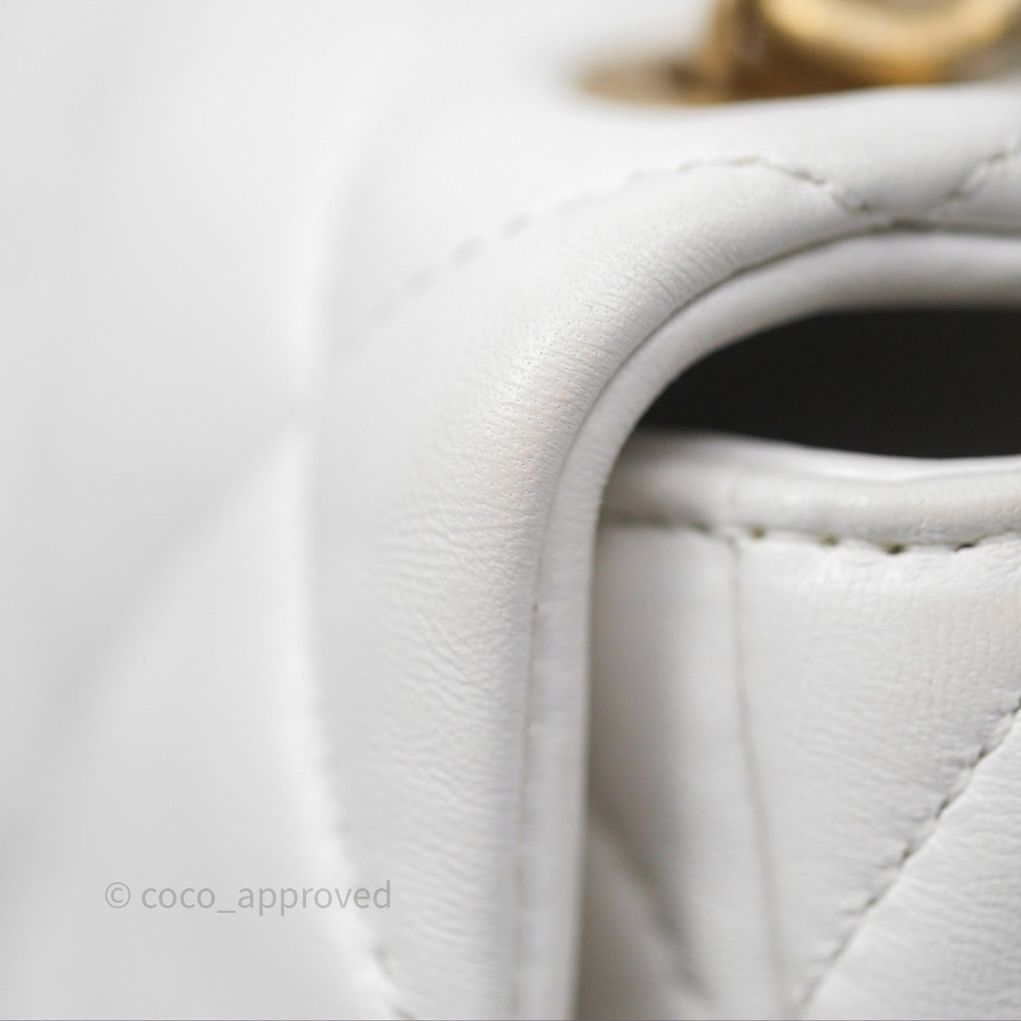 Chanel Small Flap Bag White Lambskin Aged Gold and Lacquered Metal 22S