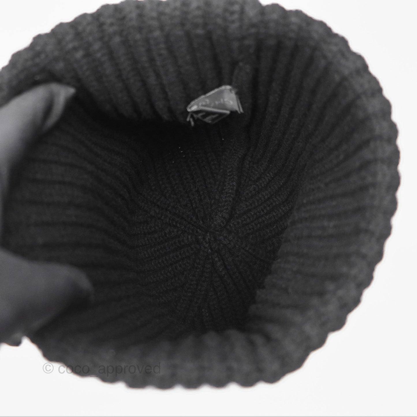 Chanel Sequin Logo Cashmere Beanie Black