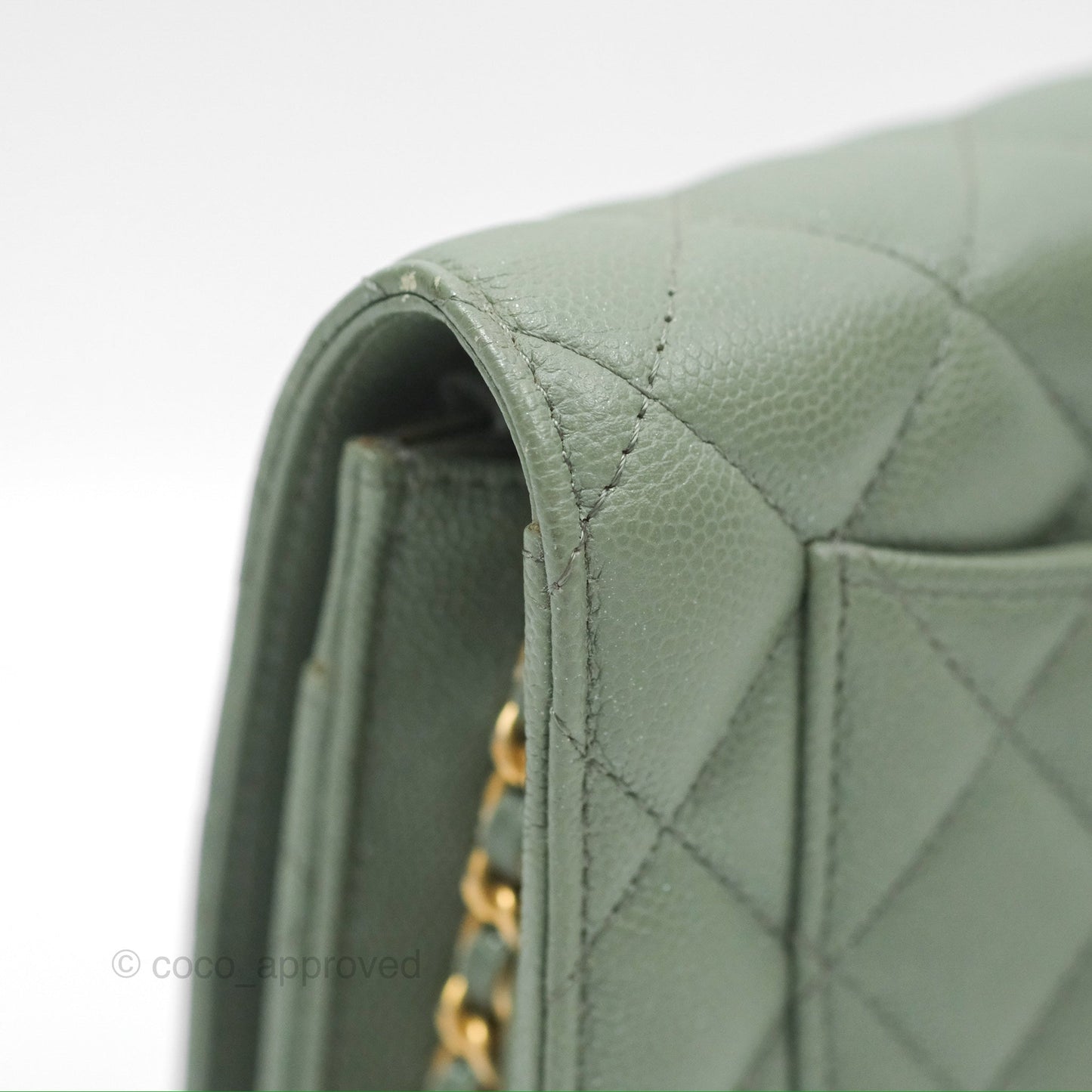 Chanel Classic Quilted Wallet On Chain WOC Glitter Dark Tiffany Green Caviar Aged Gold Hardware
