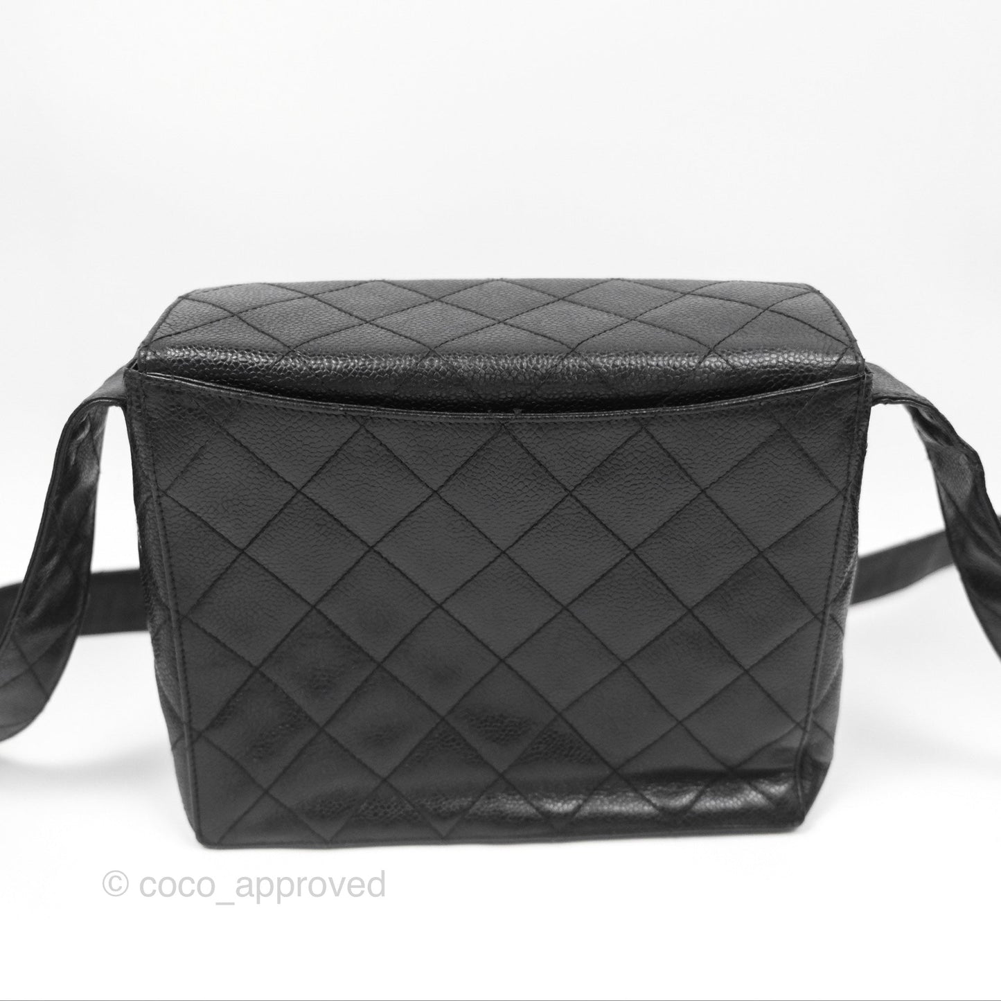 Chanel Vintage Quilted Shoulder Bag Black Caviar 24K Gold Hardware