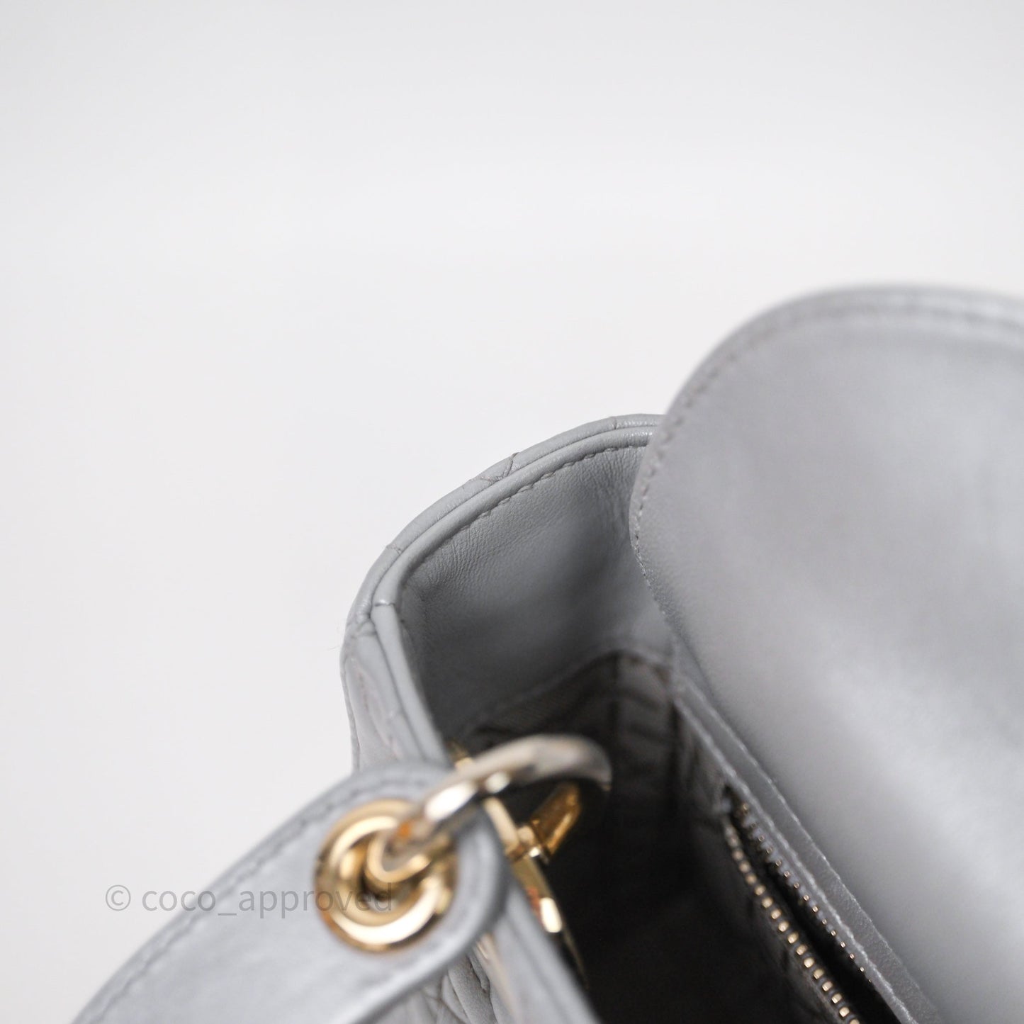 Christian Dior Mini Lady Dior Iridescent Grey Lambskin Cannage Gold Hardware