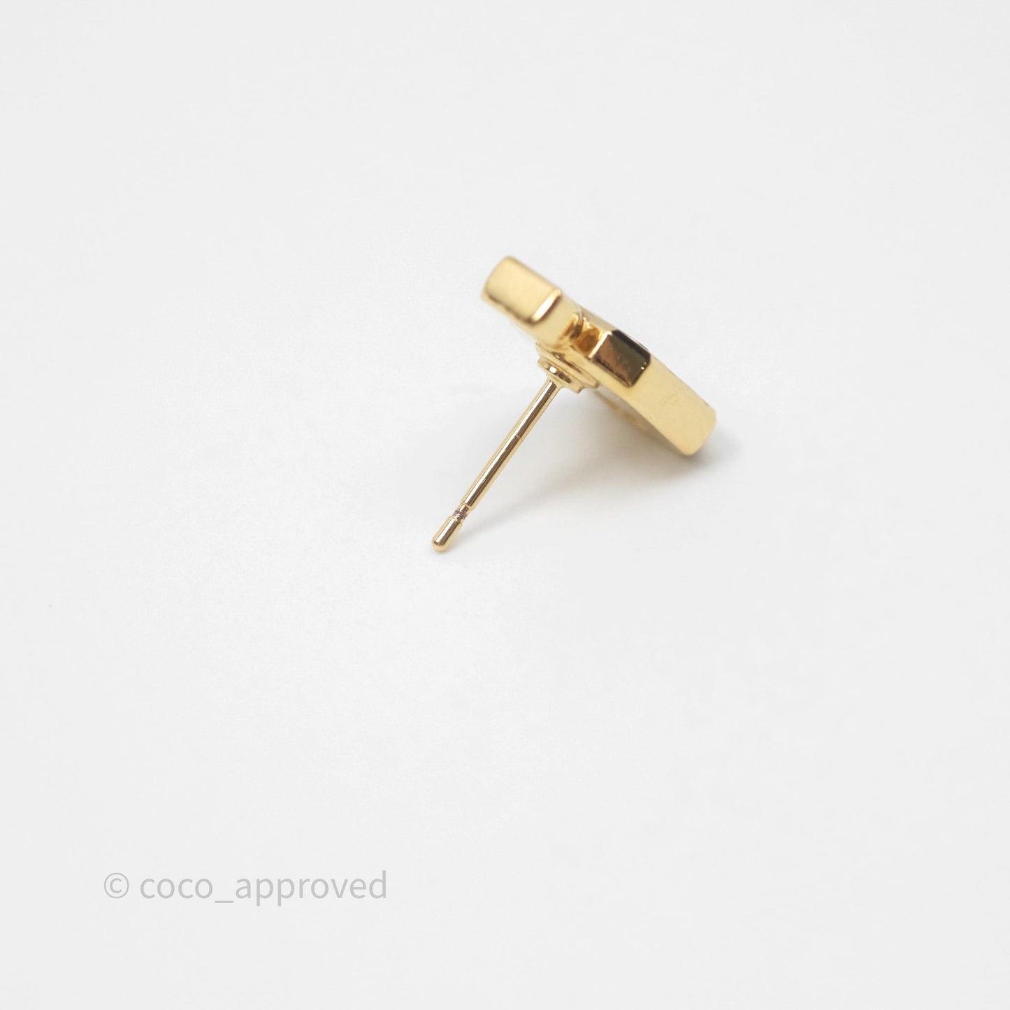 Chanel CC White Perfume Bottle Earrings Gold Tone 25C