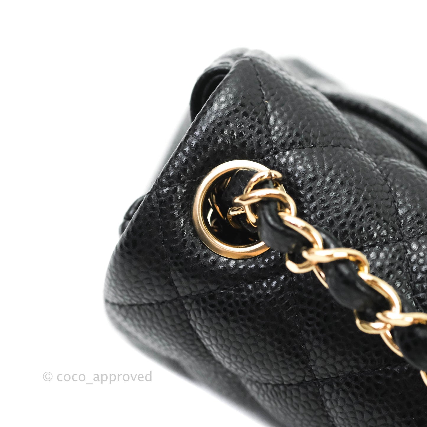 Chanel Mini Square Black Caviar Gold Hardware 18S