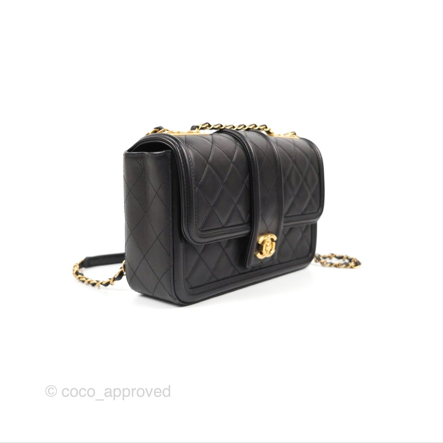 Chanel Quilted Medium Elegant CC Flap Black Lambskin Gold Hardware