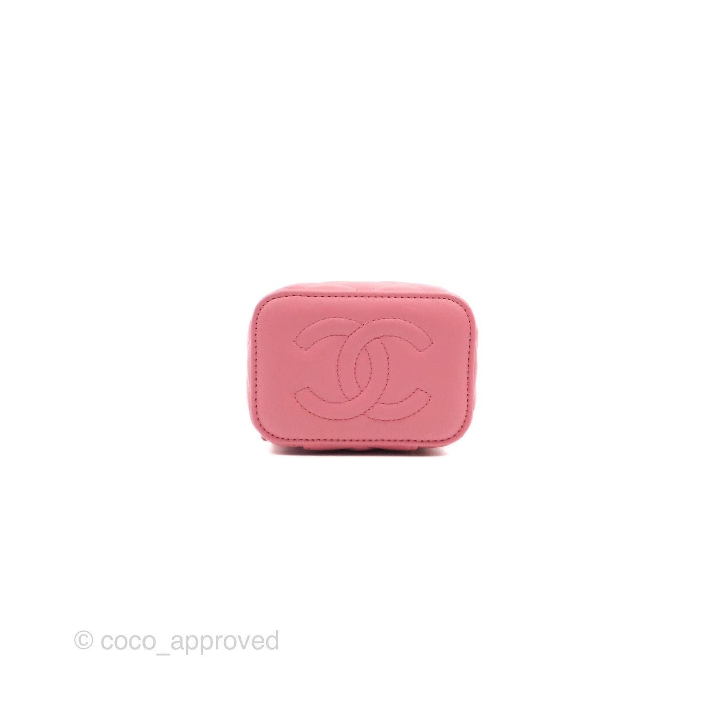 Chanel Mini Top Handle Vanity With Chain Pink Lambskin Gold Hardware