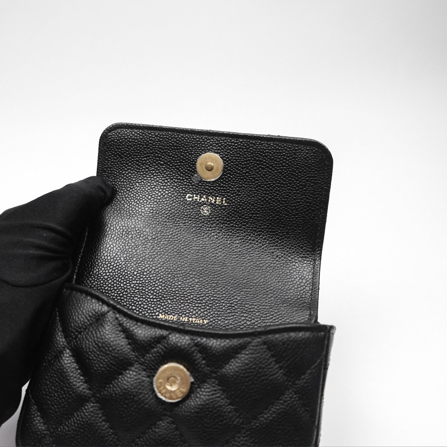 Chanel Mini Clutch With Heart Adjustable Chain Black Caviar Aged Gold Hardware