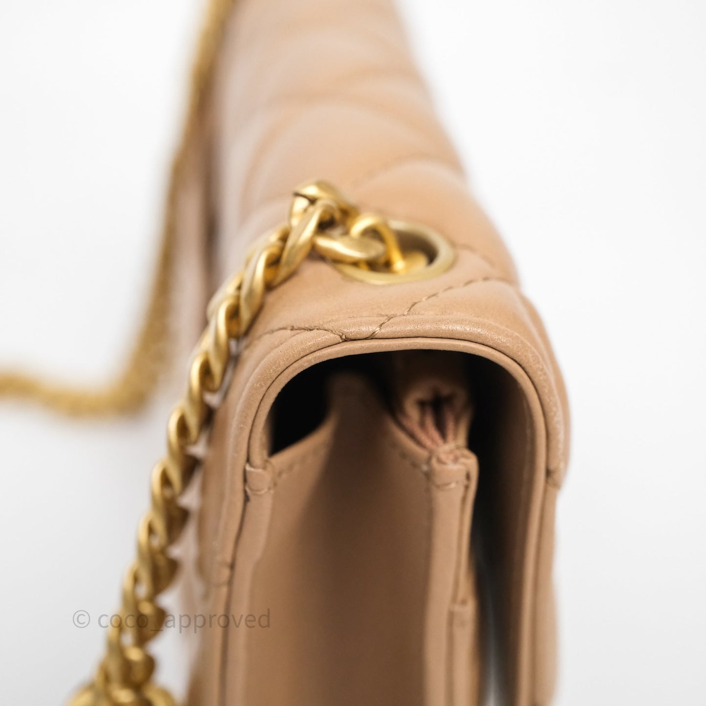 Chanel All Slide Wallet on Chain WOC Adjustable Chain Quilted Beige Lambskin