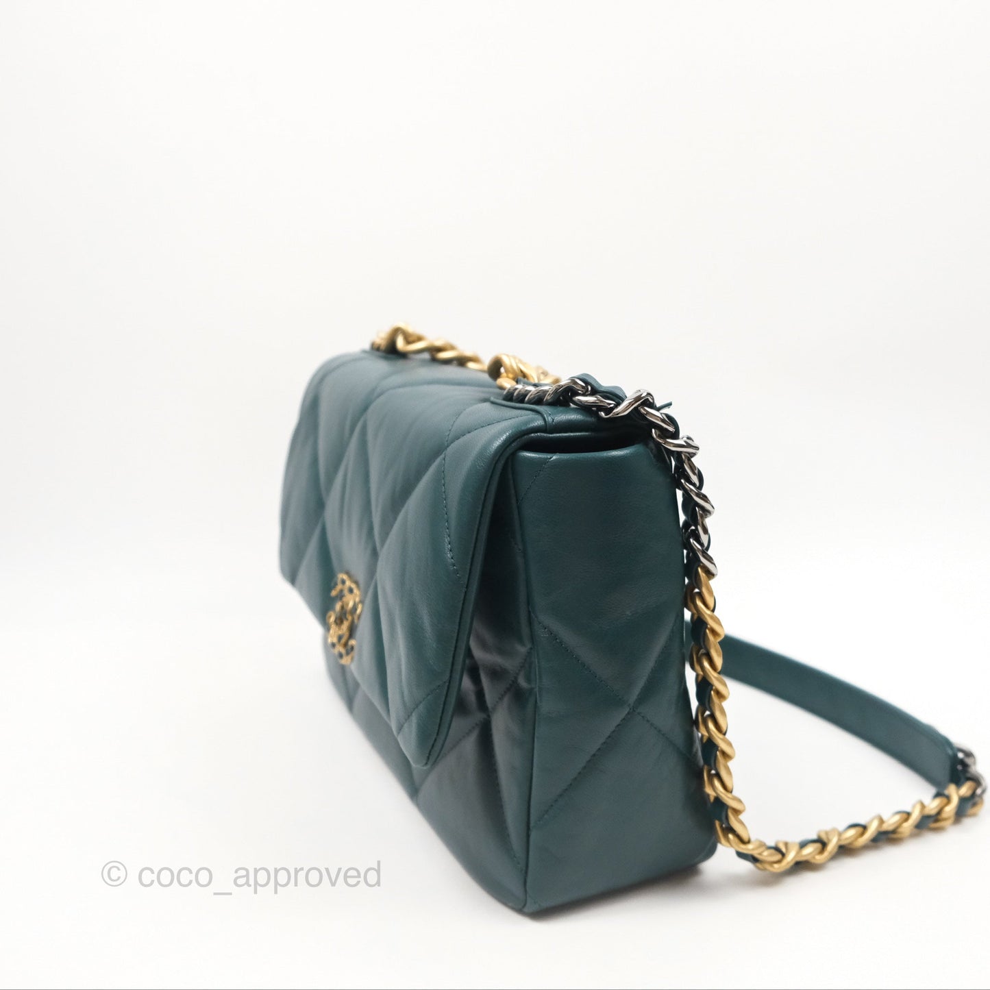 Chanel 19 Medium Green Goatskin Mixed Hardware