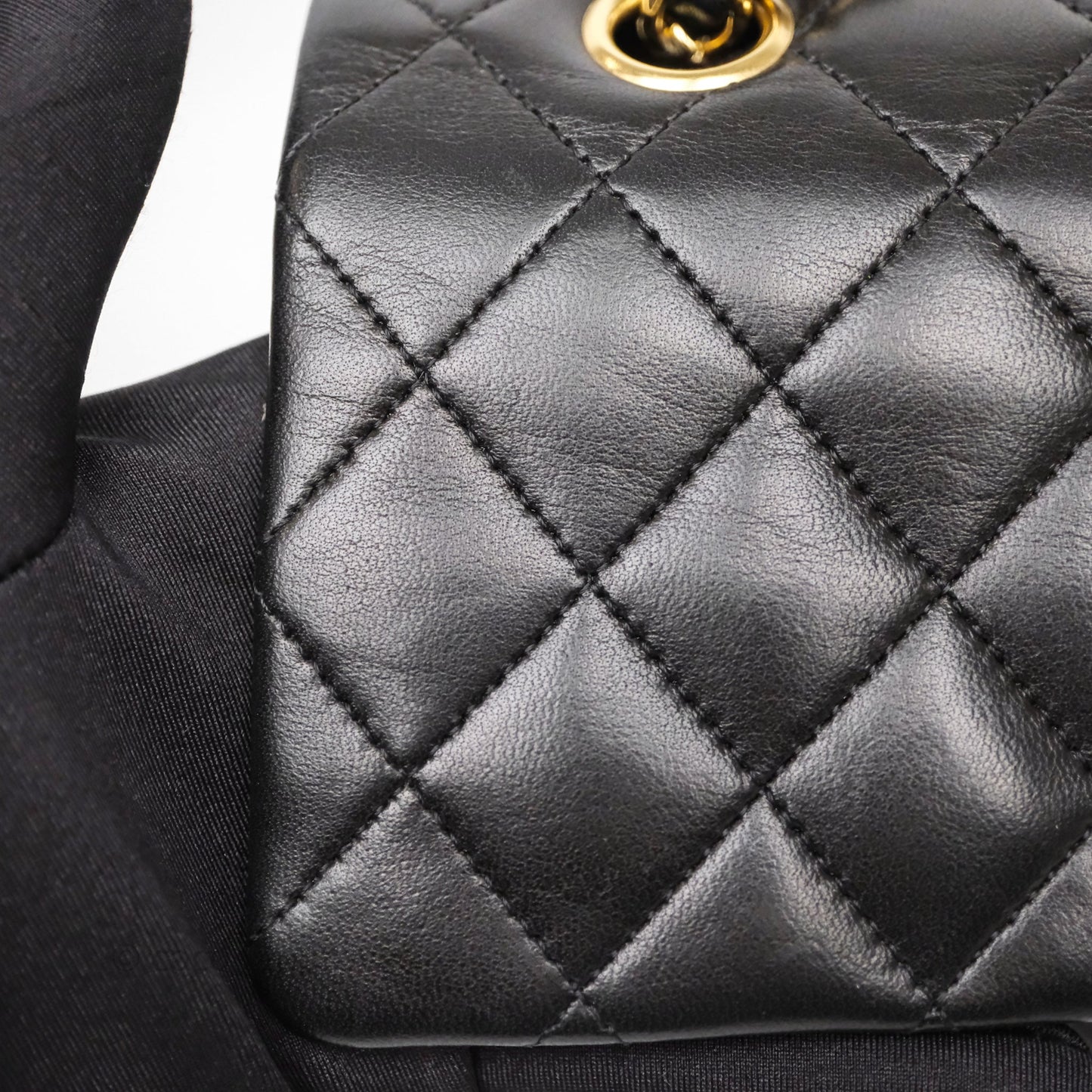 Chanel Classic M/L Medium Flap Quilted Black Lambskin Gold Hardware