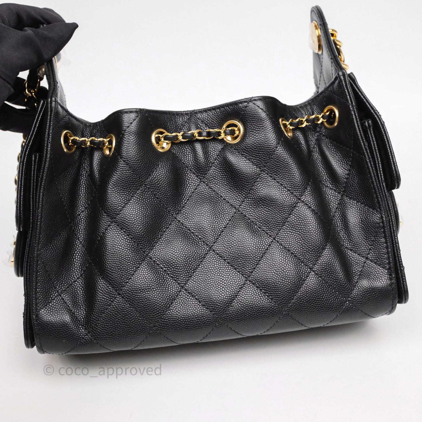 Chanel 25 Mini Bag Black Caviar Gold Hardware