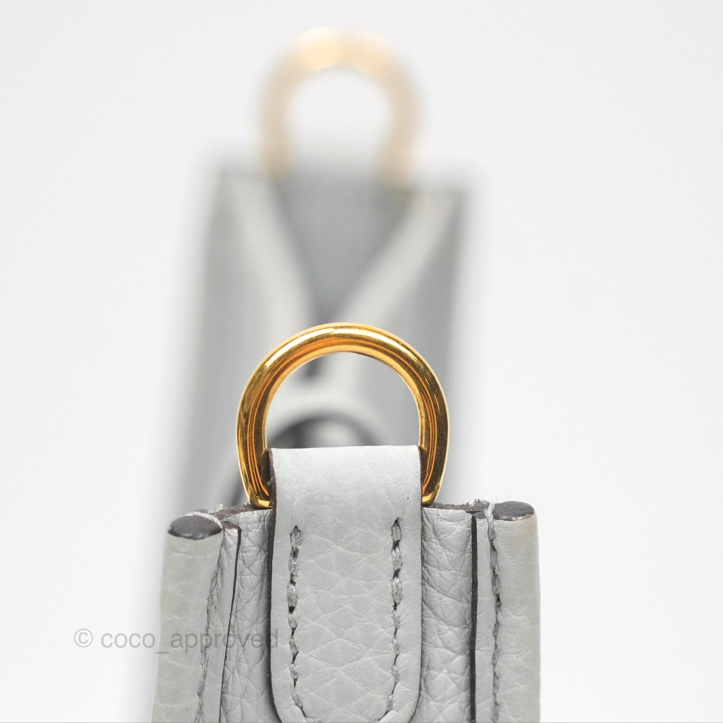 Hermès Mini Evelyne 16 Bleu Pale 08 Clemence/ Gris Etain 8F Gold Hardware