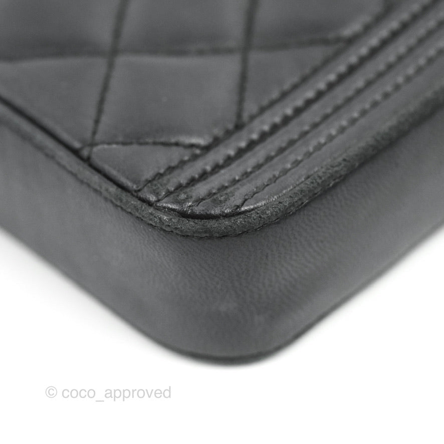 Chanel Le Boy Double Zip Wallet On Chain So Black Lambskin