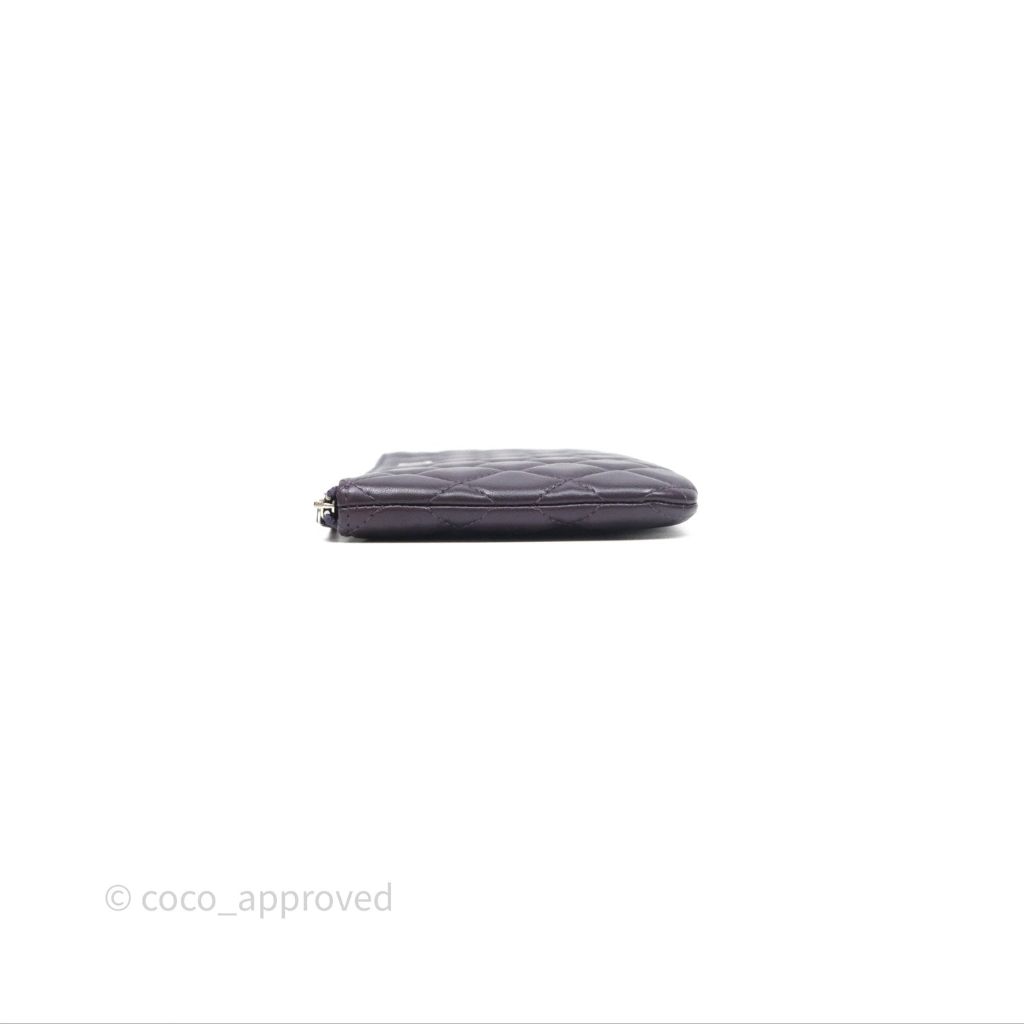 Chanel Quilted Small O Case Dark Purple Lambskin Silver Hardware