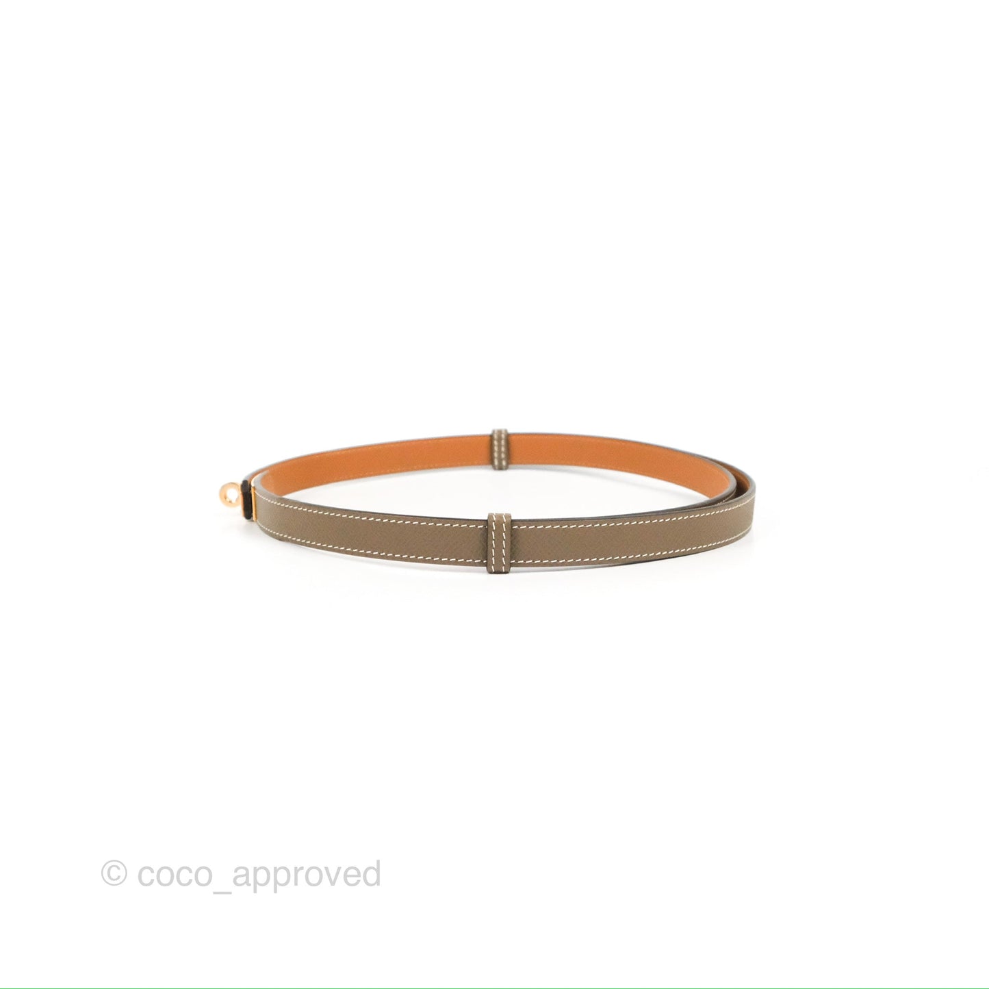 Hermès Kelly Buckle Belt Etoupe Epsom Rose Gold Hardware