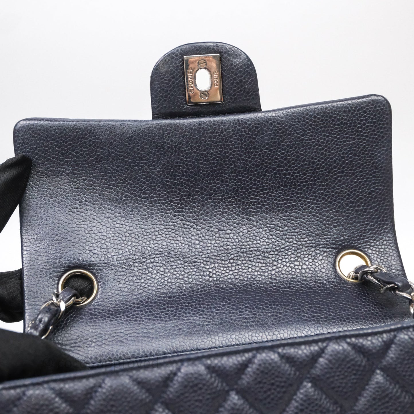Chanel Mini Rectangular Quilted Dark Navy Caviar Silver Hardware