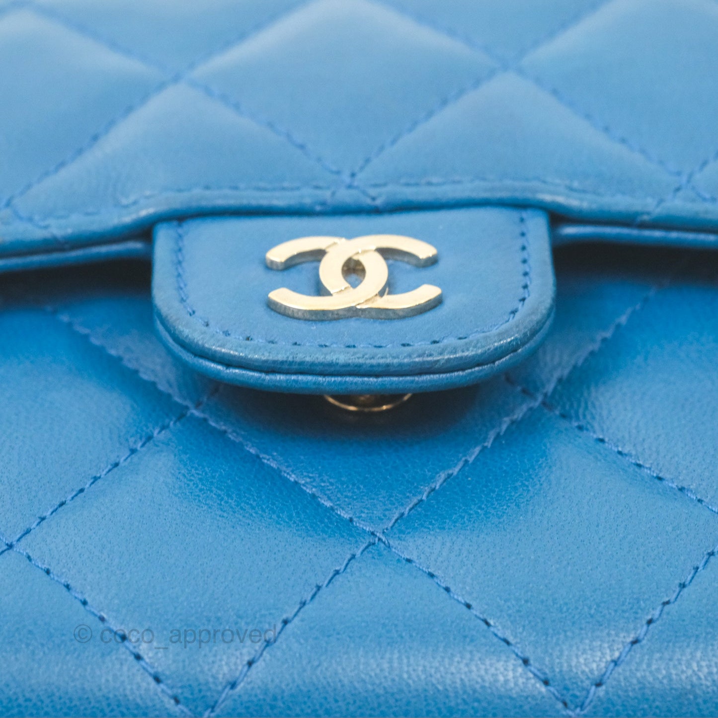 Chanel Classic Short Flap Wallet Blue Lambskin Gold Hardware