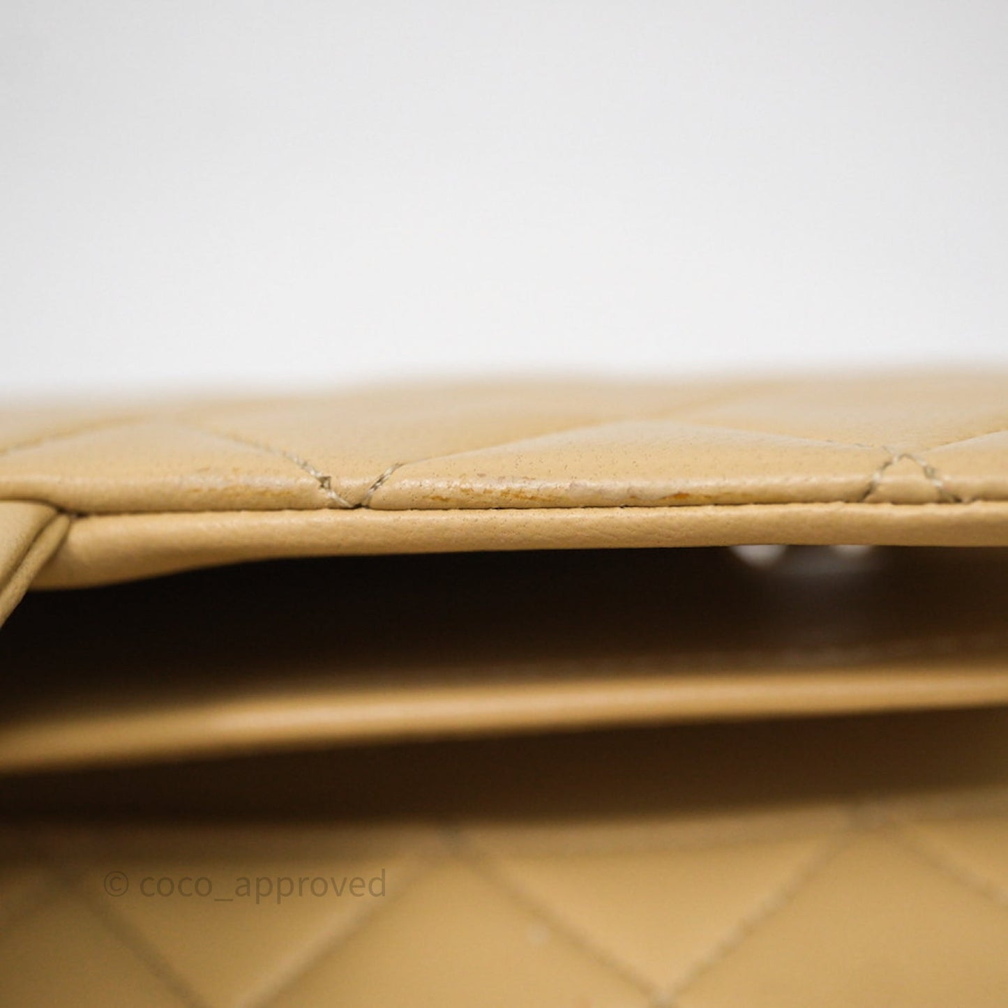 Chanel Vintage Small Classic Flap Beige Lambskin 24K Gold Hardware