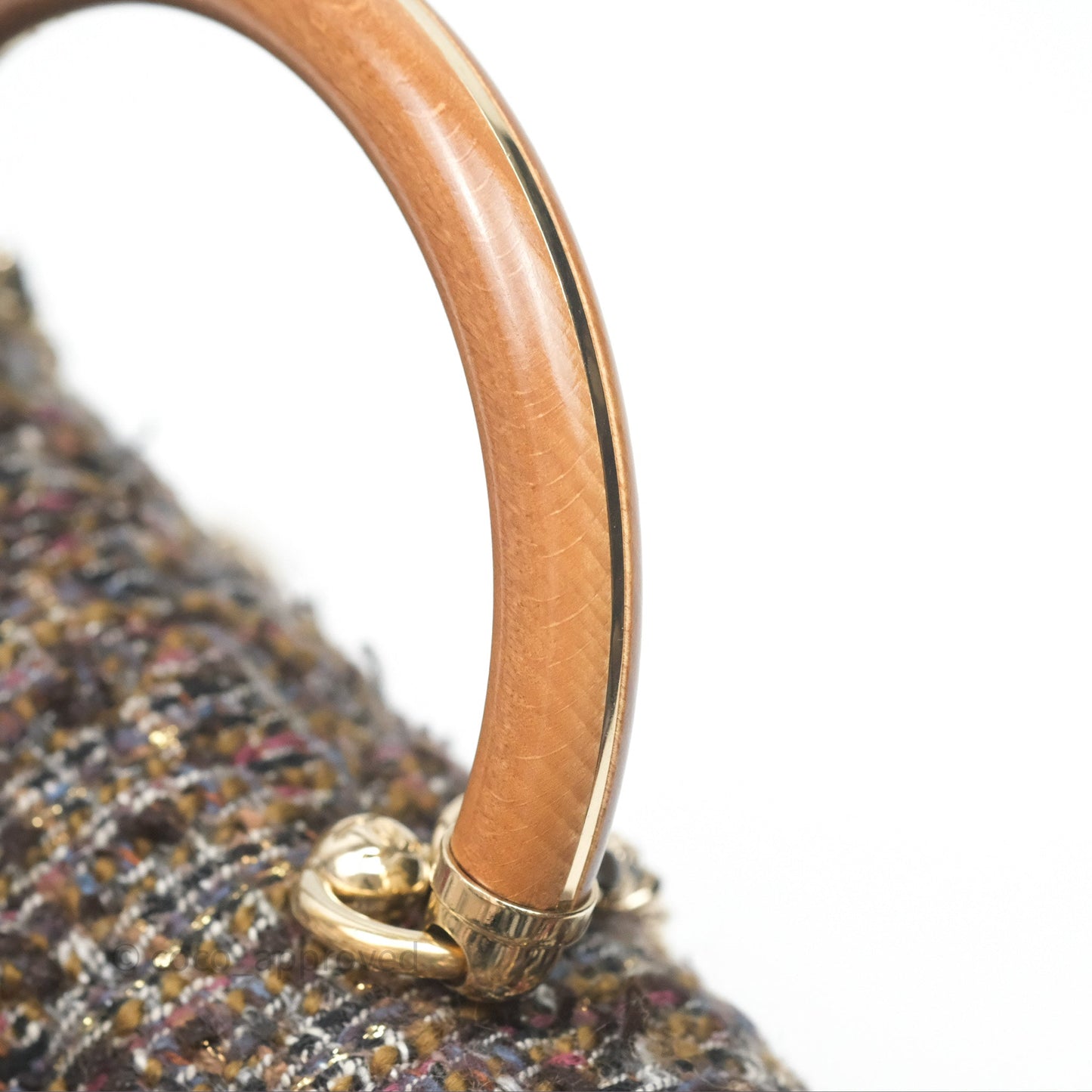Chanel Top Handle Flap Bag Tweed Gold Hardware